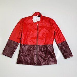 Avengers Age Of Ultron Scarlet Witch Elizabeth Olsen Red Leather Jacket Sz Large